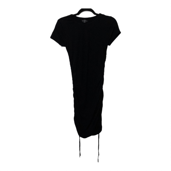 White Fox Black Ribbed Bodycon Dress with Side Cinching - Picture 1 of 7